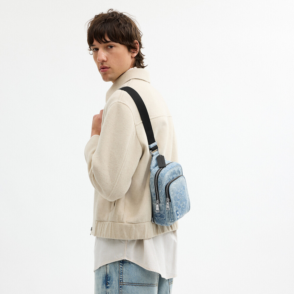 Coach Men's Racer Sling Pack In Loved Signature Denim